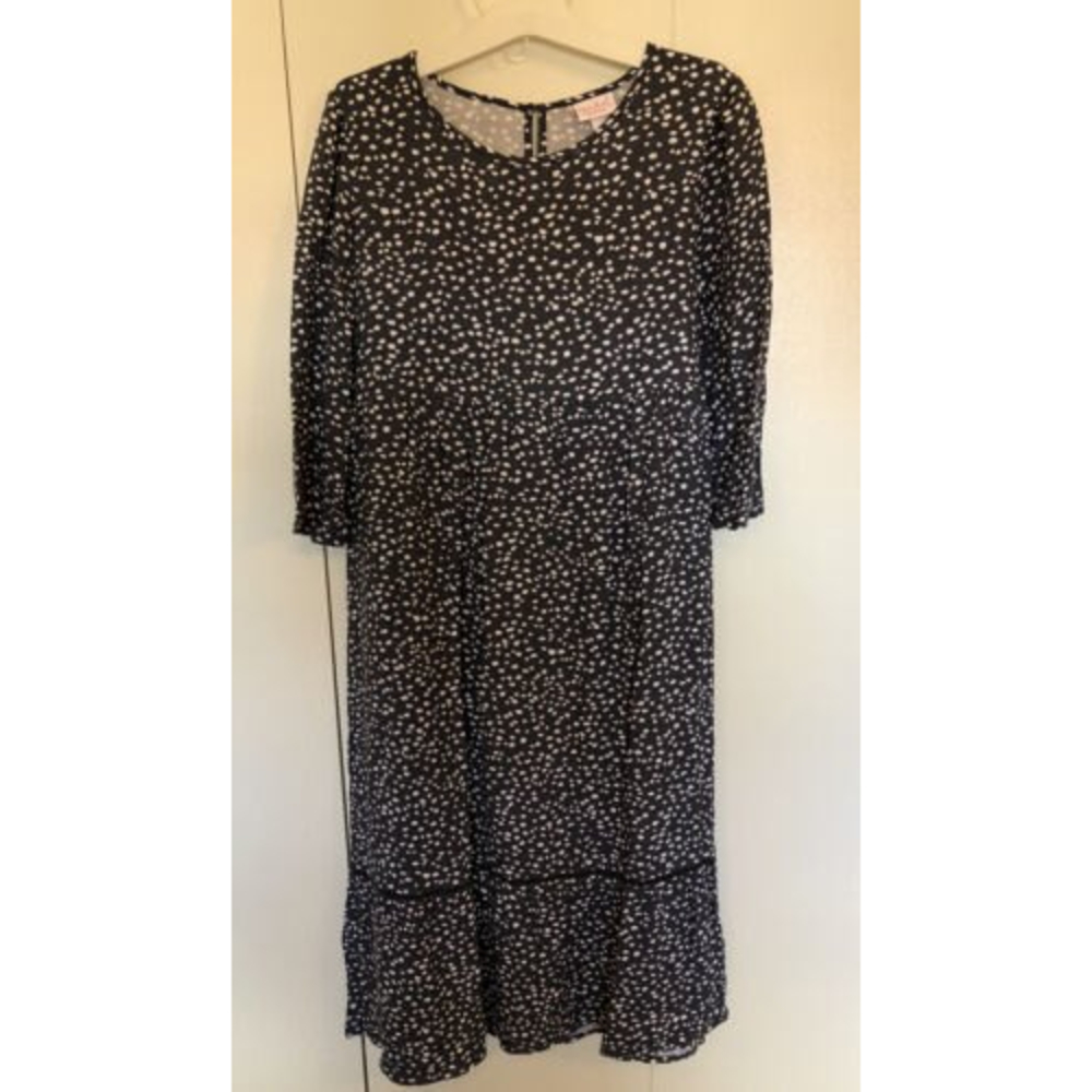 Maternity Dress 3/4 Sleeve By Isabel Midi Smokey Polka Dot Size L